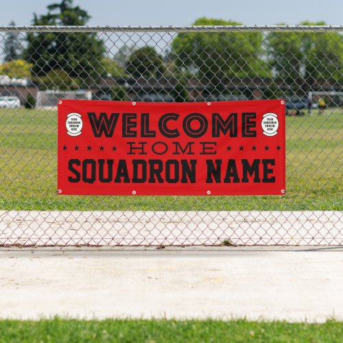 Red Welcome Home Squadron Patch Deployment Return Banner
