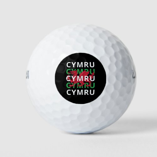 Red Welsh Dragon Cymru Repeating Text Wales Roots Golf Balls