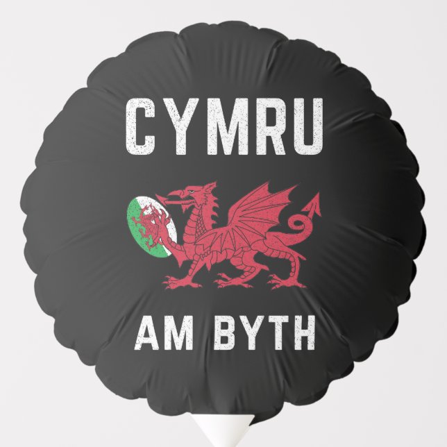 Red Welsh Dragon Cymru Roots Rugby Fan Wales Flag Balloon (Front)
