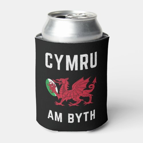 Red Welsh Dragon Cymru Roots Rugby Fan Wales Flag Can Cooler