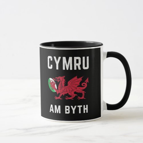 Red Welsh Dragon Cymru Roots Rugby Fan Wales Flag Mug