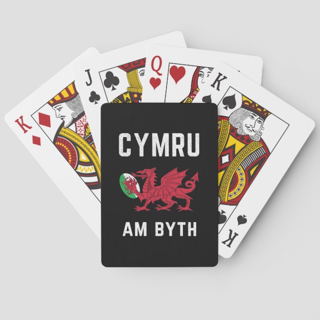 Red Welsh Dragon Cymru Roots Rugby Fan Wales Flag Poker Cards (Back)