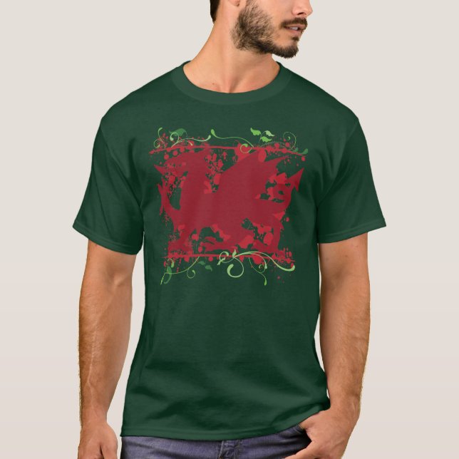 Red Welsh Dragon Men's Dark T-Shirt (Front)