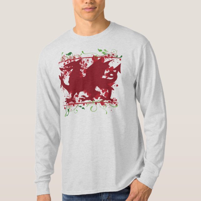 Red Welsh Dragon Men's Long Sleeve Raglan Shirt (Front)