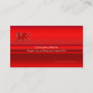 Red Welsh Dragon on red metallic-look Business Card