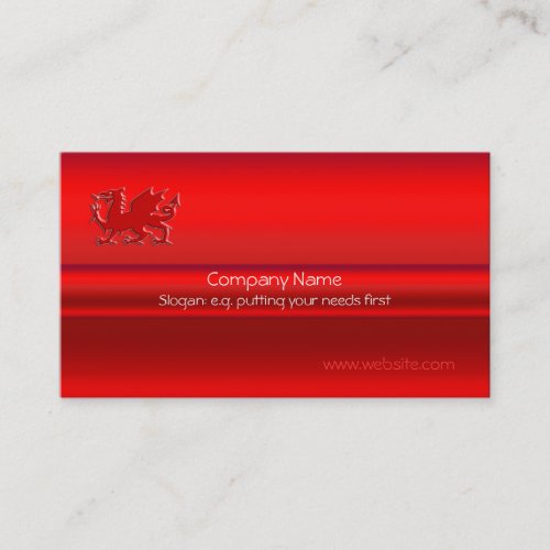 Red Welsh Dragon on red metallic_look Business Card