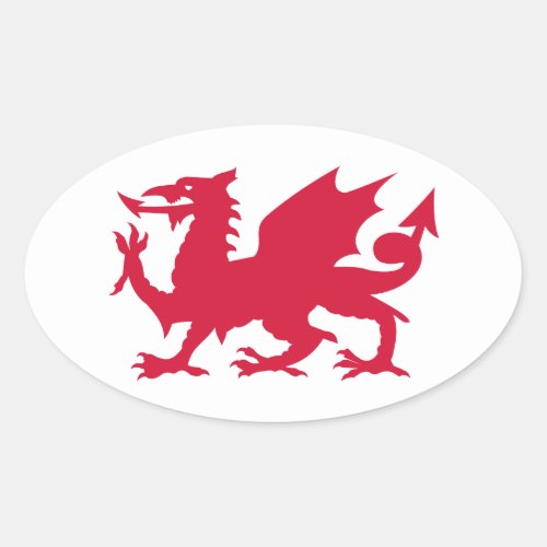 Red Welsh Dragon Oval Sticker