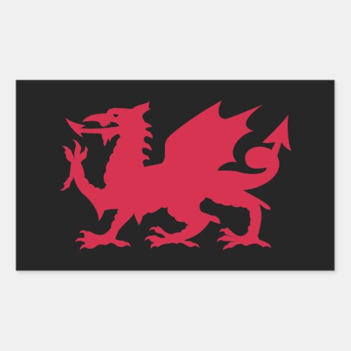 Red Welsh Dragon Rectangular Sticker