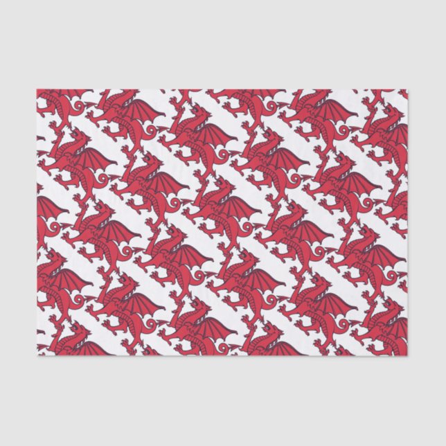 Red Welsh/Wales Dragon Tissue Paper (Front)