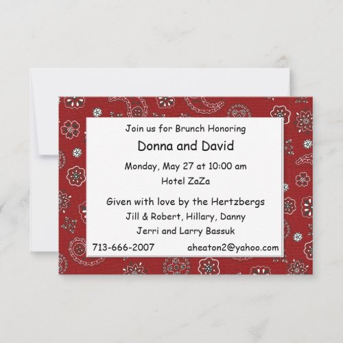 Red Western Bandana Custom Brunch Invite 8