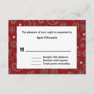 Red Western Bandana Custom Wedding RSVP Card