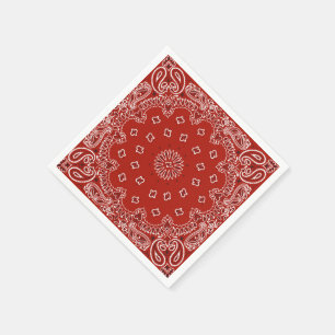Red Western bandana pattern party paper napkins