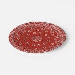 Red Western Bandana pattern party paper plate