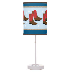 Red Western Cowboy Boots & Rope Table Lamp