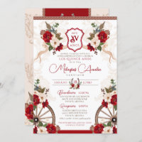 Red Western Elegant Baroque Charro Quinceañera