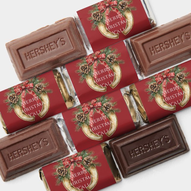 Red Western Gold Horse Shoe Christmas Pine Cones Hershey's Miniatures (Assorted)