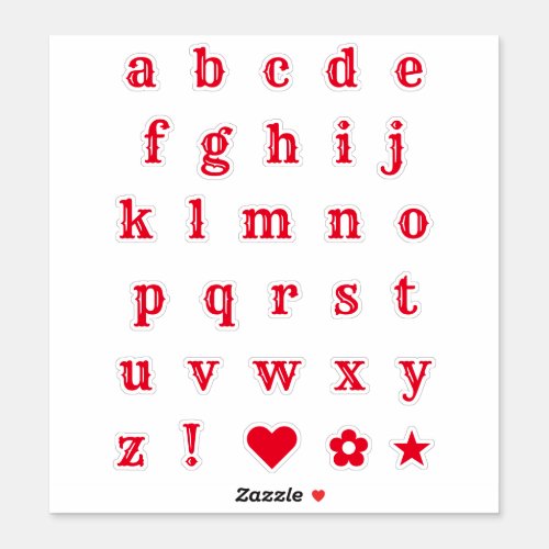 Red Western Letters  Monogram Alphabet Stickers