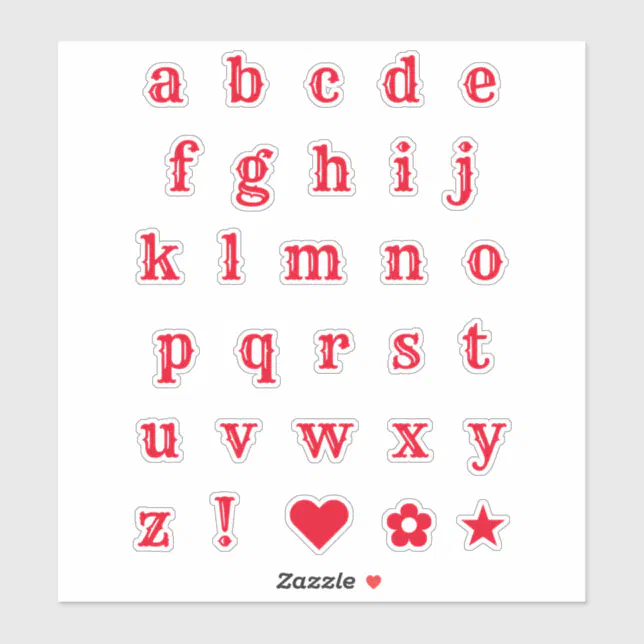 Red Western Letters | Monogram Alphabet Stickers | Zazzle