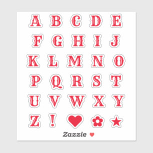 Red Western Theme Letters Font Alphabet Monogram Sticker