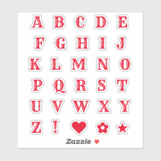 Red Western Theme Letters Font Alphabet Monogram  Sticker