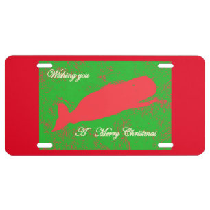 red whale merry christmas custom license plate