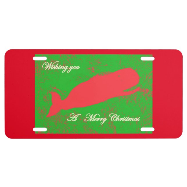 red whale merry christmas custom license plate (Front)