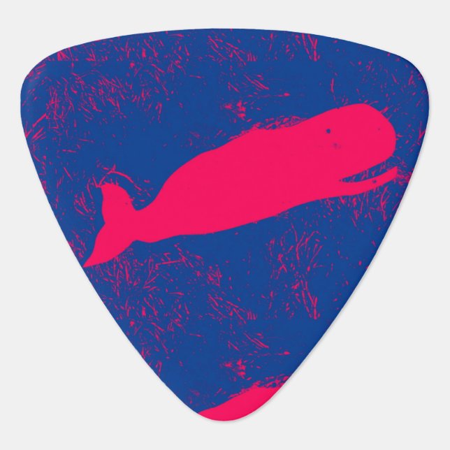red whale, white whale guitar pic pick (Front)
