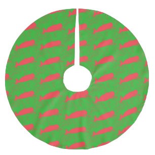 red whales green tree skirt