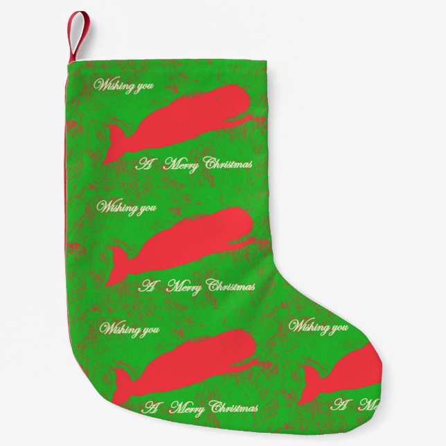 red whales merry christmas stocking (Front)