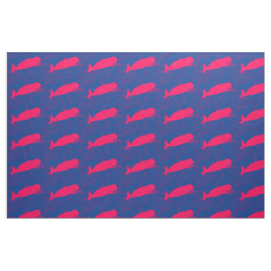 red whales on blue fabric