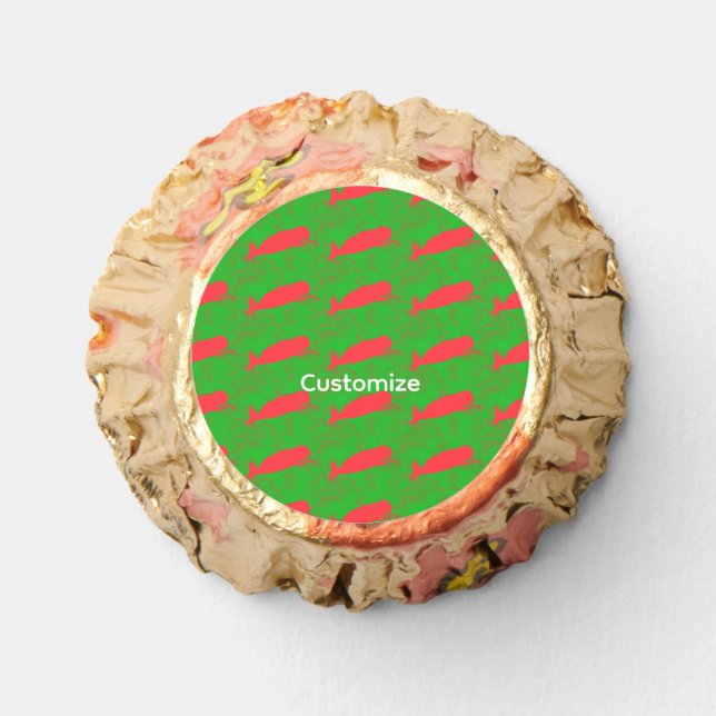 red whales on green edible frosting sheets reese's peanut butter cups (Front)