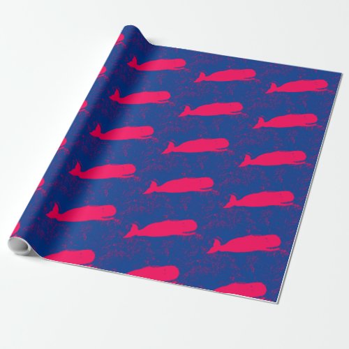 red whales wrapping paper