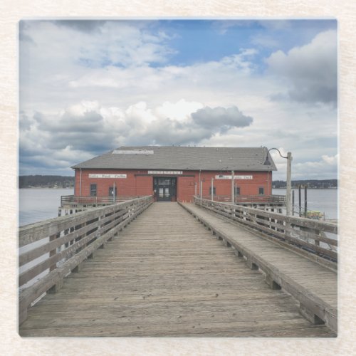 Red Wharf in Historic Coastal Coupeville Glass Coaster