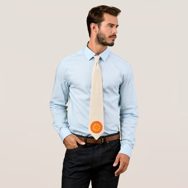 Red Wheel of Dharma (Buddhist Art) Neck Tie (In Situ)