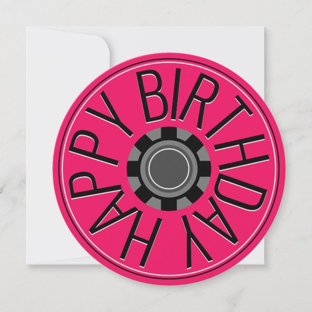 Red Wheel Steampunk Happy Birthday Greeting Holiday Card (Front)
