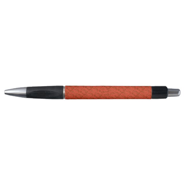 Red Whimsical Abstract Geometric Pen (Front)