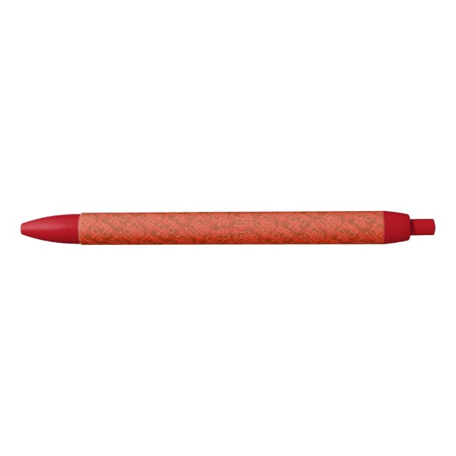 Red Whimsical Abstract Geometric Pen (Front)