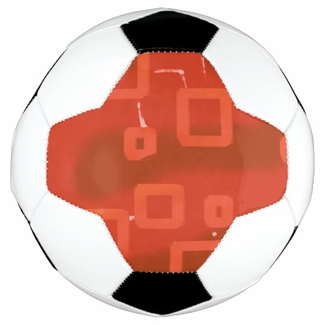 Red Whimsical Big Geometric Abstract Soccer Ball (Front)