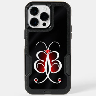 Red Whimsical Butterfly Black Satin or Silk OtterBox iPhone 14 Pro Max Case