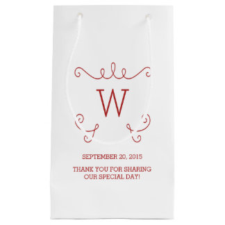 Red Whimsical Flourish Monogram Gift Bag