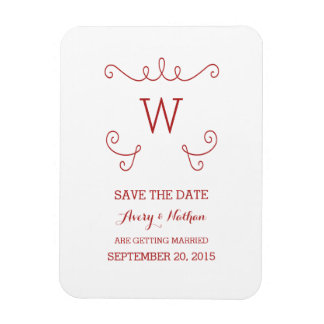 Red Whimsical Flourish Save the Date Magnet