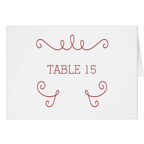 Red Whimsical Flourish Table Number Card