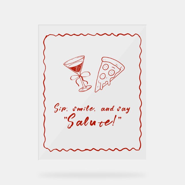 Red Whimsical Frame That's Amore Italian Wedding Acrylic Sign (Front)