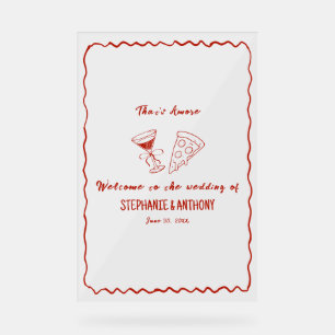 Red Whimsical Frame That's Amore Italian Wedding Acrylic Sign
