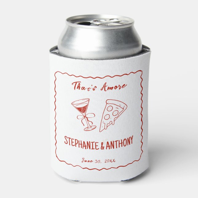 Red Whimsical Frame That's Amore Italian Wedding Can Cooler (Can Front)