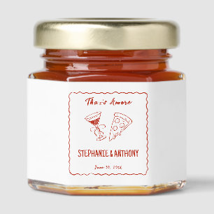 Red Whimsical Frame That's Amore Italian Wedding Honey Jar Favors