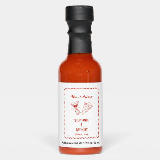 Red Whimsical Frame That's Amore Italian Wedding Hot Sauces