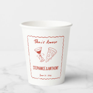 Red Whimsical Frame That's Amore Italian Wedding Paper Cups