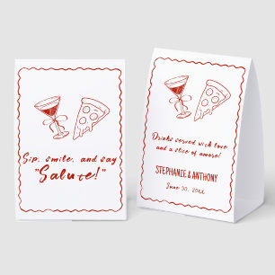 Red Whimsical Frame That's Amore Italian Wedding Paper Table Tent
