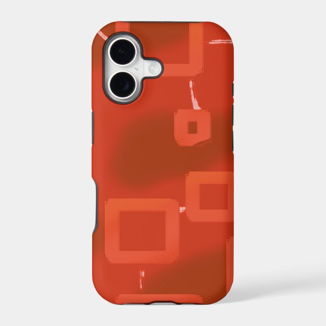 Red Whimsical Geometric Abstract iPhone Case (Back)